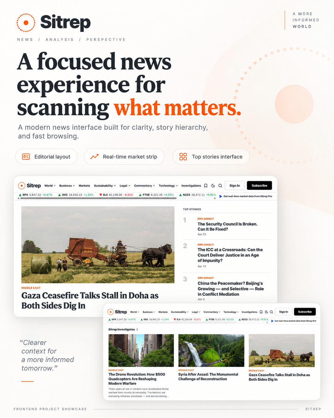 Sitrep news platform frontend project showcase